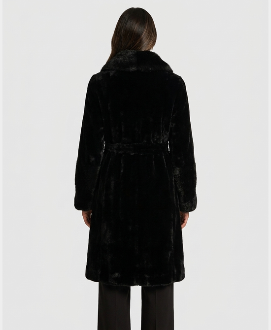 
Fur Coat w/ Mink Fur Trim in BLACK view 2