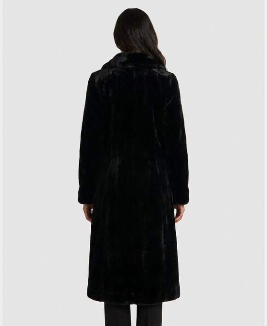 
Fur Coat w/ Mink Fur Trim in BLACK view 2