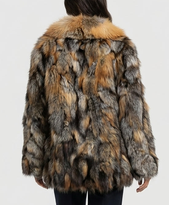 
Pieced Fox Fur Jacket in CAMEL MULTI view 2