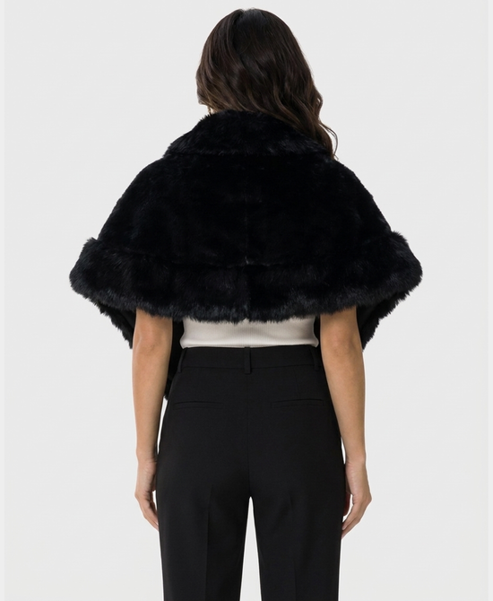 
Mink Fur Shawl w/ Fox Fur Trim in BLACK view 2