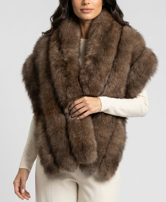 
Fox Fur Shawl in BROWN view 1