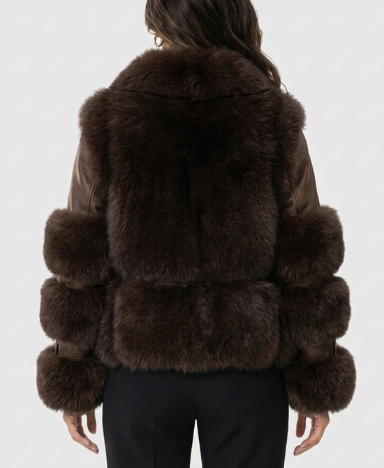 
Fox Fur & Leather Jacket in BROWN view 2
