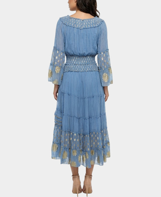 
Embroidered Top & Midi Skirt - 2 Pc Set in BLUE view 2