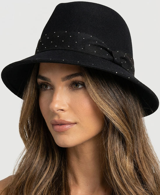 
Wool Fedora w/ Crystal Band in BLACK view 1
