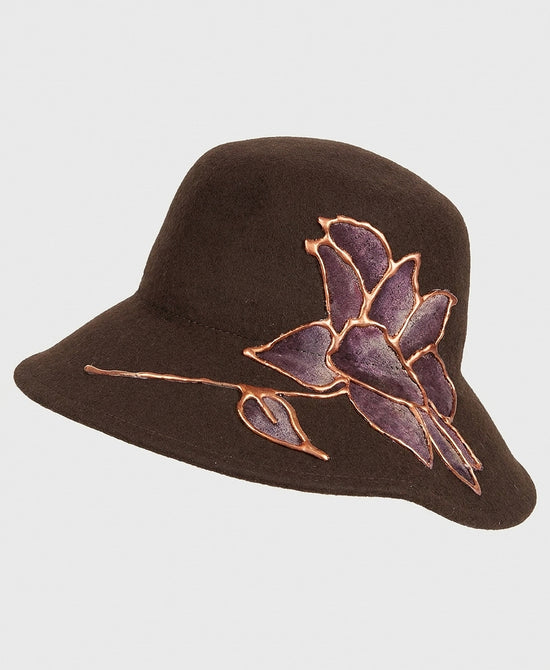 
Wool Fedora w/ Abstract Flower in BROWN view 2