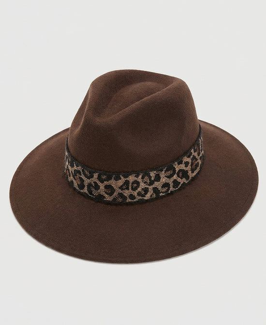 
Wool Fedora w/ Animal Print Band in CACAO view 2
