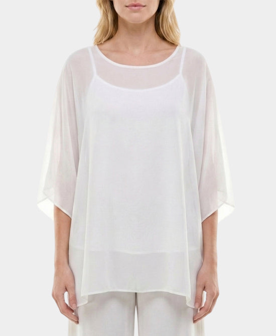 
Silk Dolman Sleeve Top in WHITE view 1