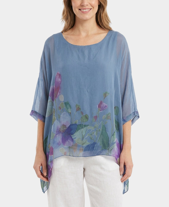 Floral Print Silk Top view 1