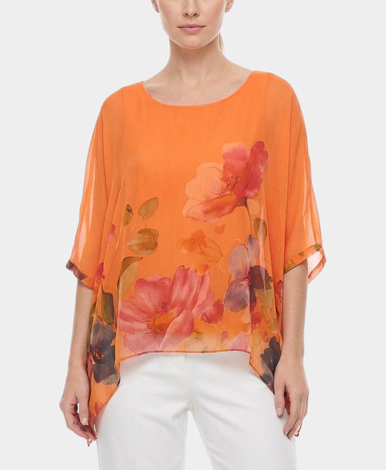 Floral Print Silk Top view 1