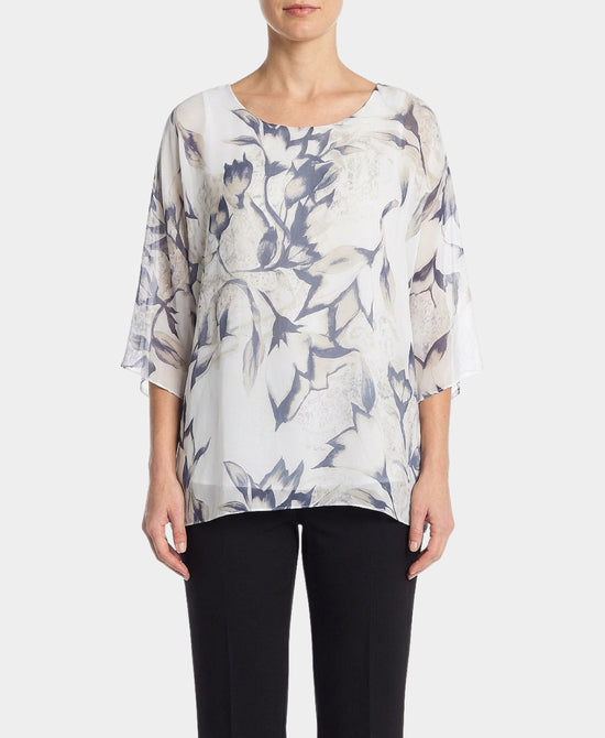 Floral Print Silk Top view 1