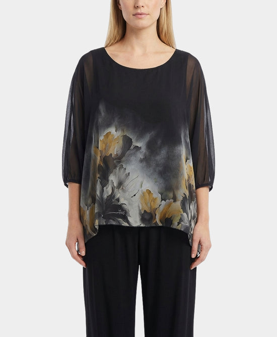 Floral Print Silk Top view 1