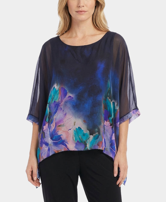 Floral Print Silk Top view 1