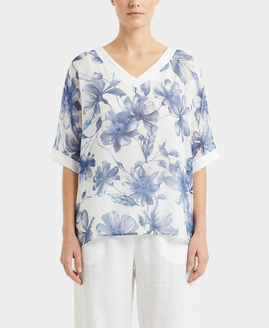 Silk Floral Top view 1