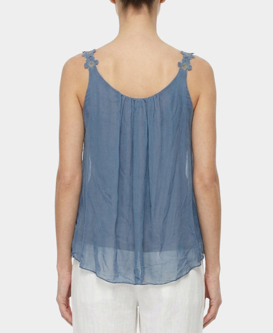 Silk Top w/ Flower Straps view 2