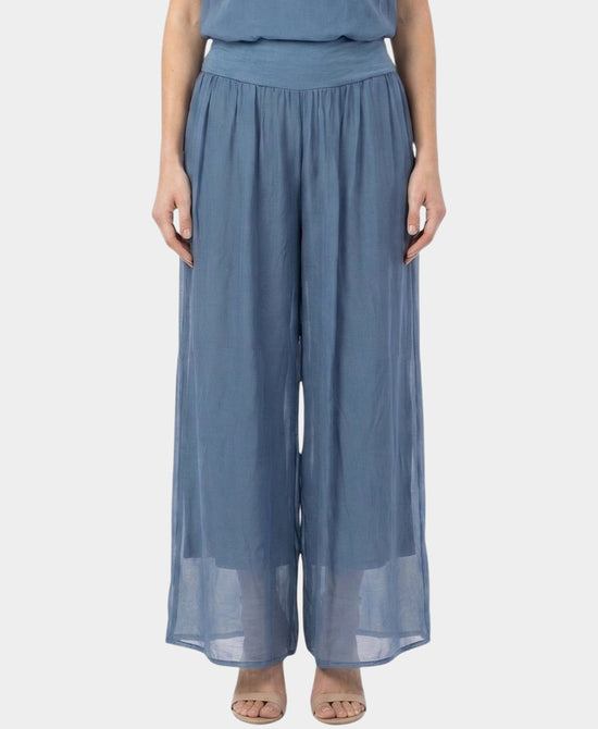 
Silk Wide Leg Pants in BLUE view 1