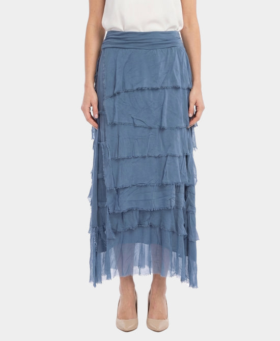 Silk Tiered Maxi Skirt view 1