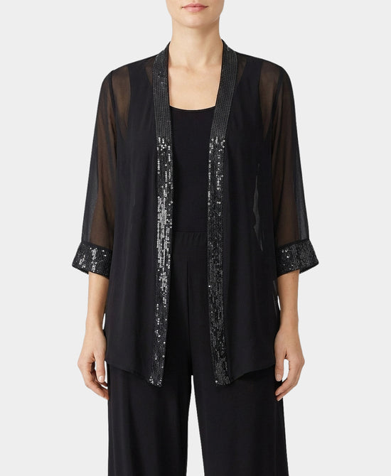 Silk Open Cardigan w/ Sequins view 1