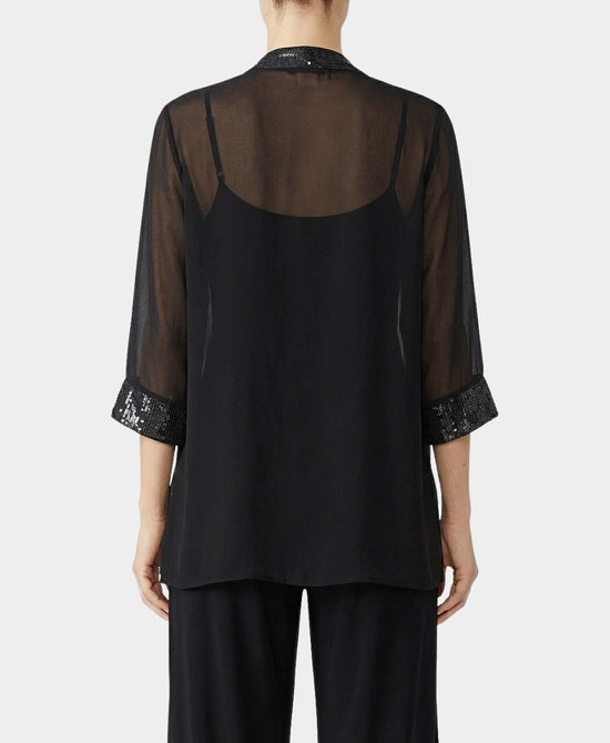 Silk Open Cardigan w/ Sequins view 2