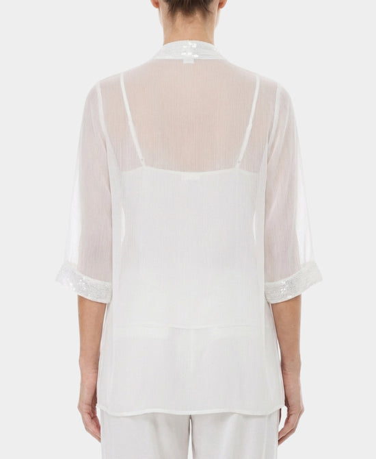 Silk Open Cardigan w/ Sequins view 2