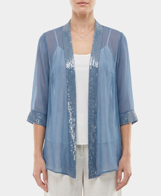 Silk Open Cardigan w/ Sequins view 1