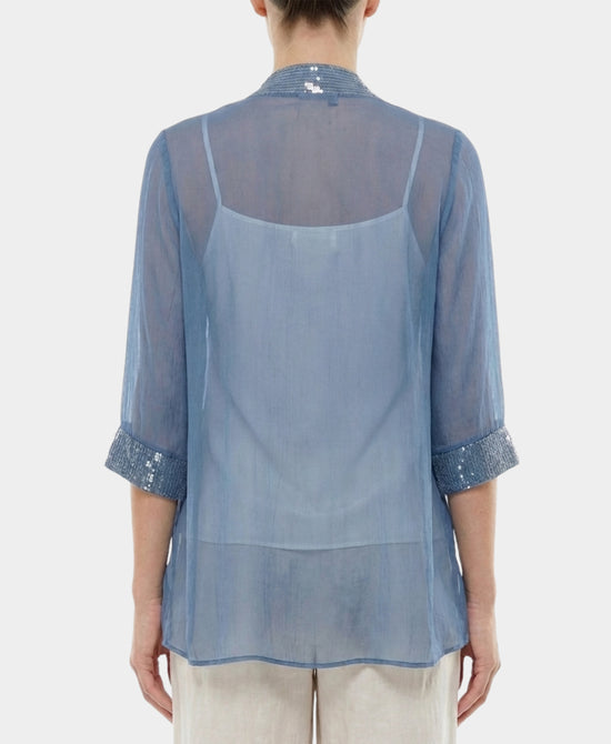 Silk Open Cardigan w/ Sequins view 2