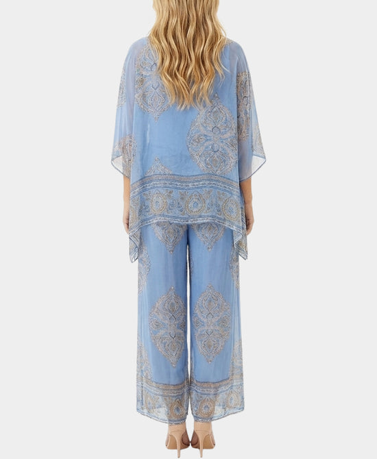 Silk Blouse & Pants Set- 2 Pc Set view 2