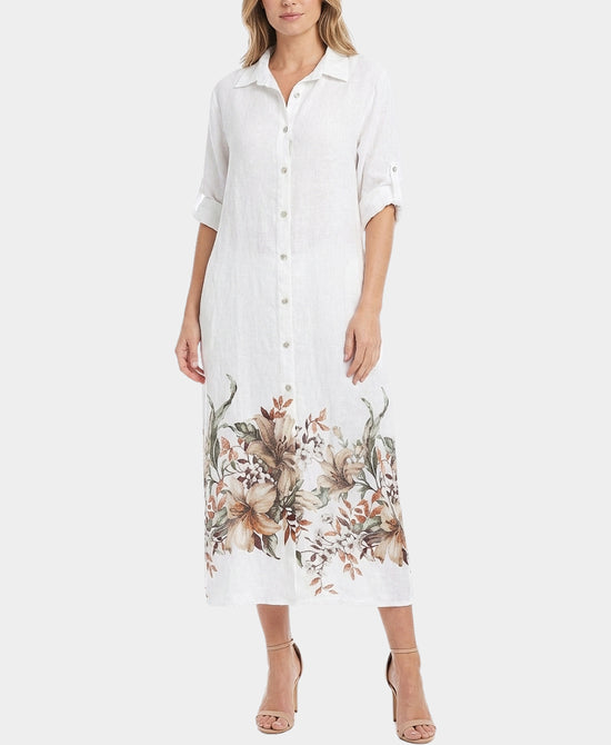 Linen Floral Shirt Dress view 1