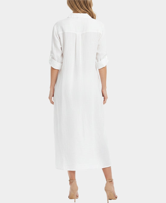 Linen Floral Shirt Dress view 2