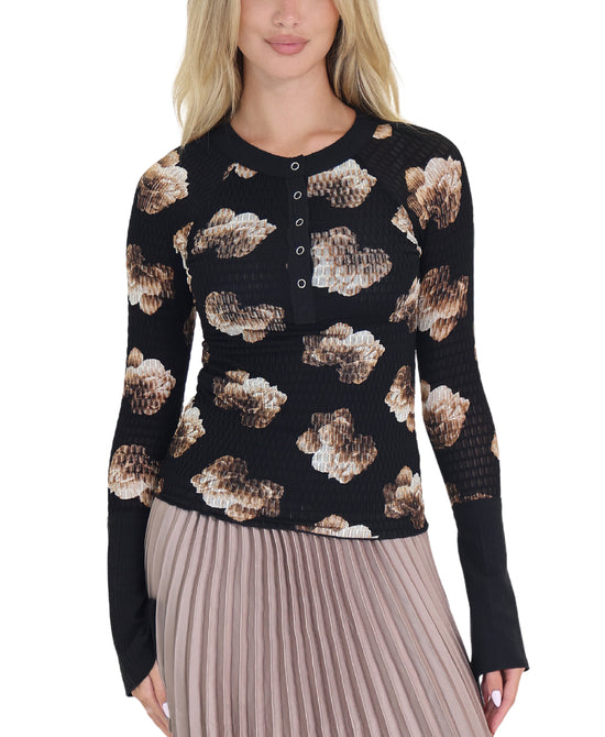 Floral Print Henley Top view 