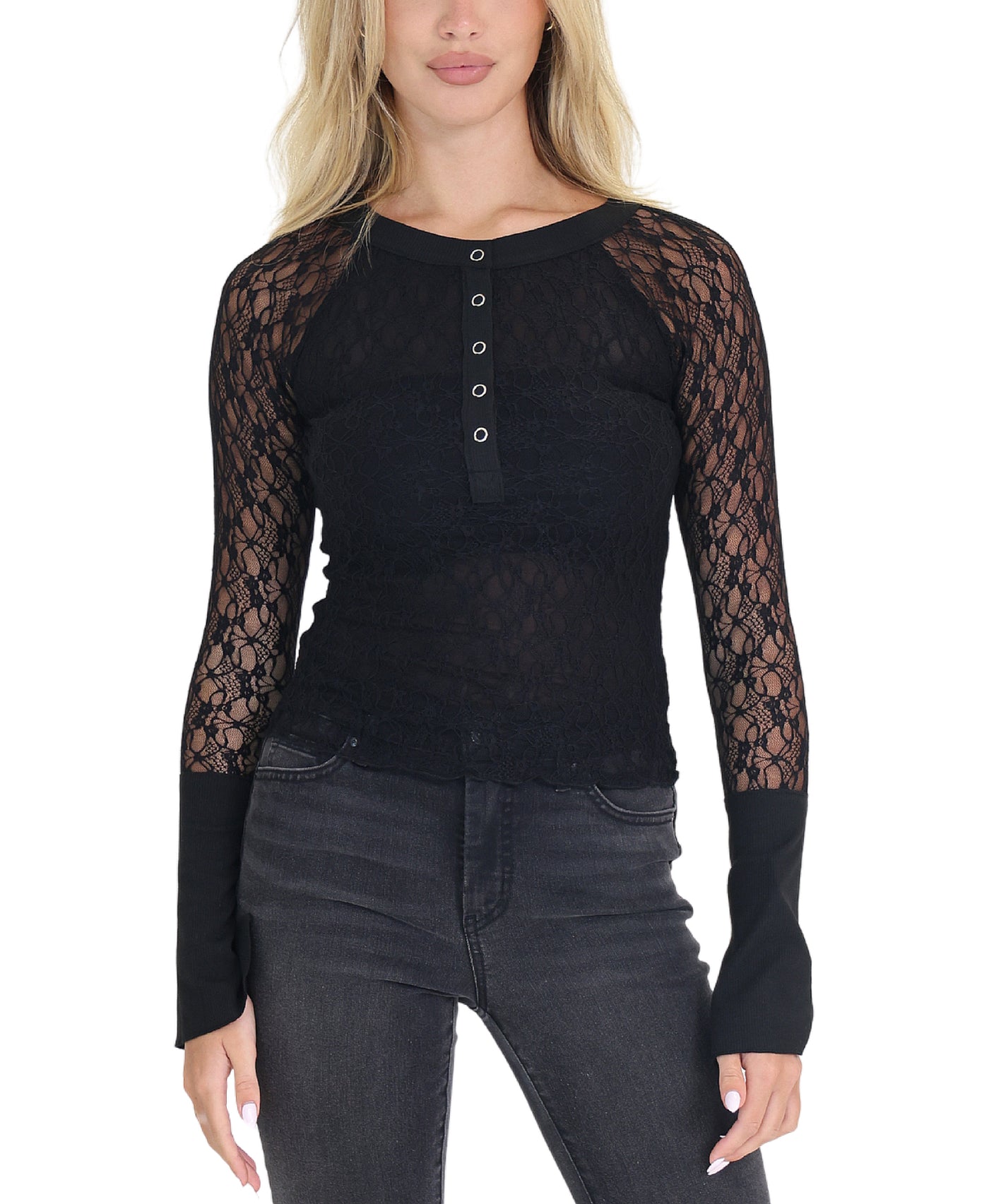 Lace Henley Top view 1