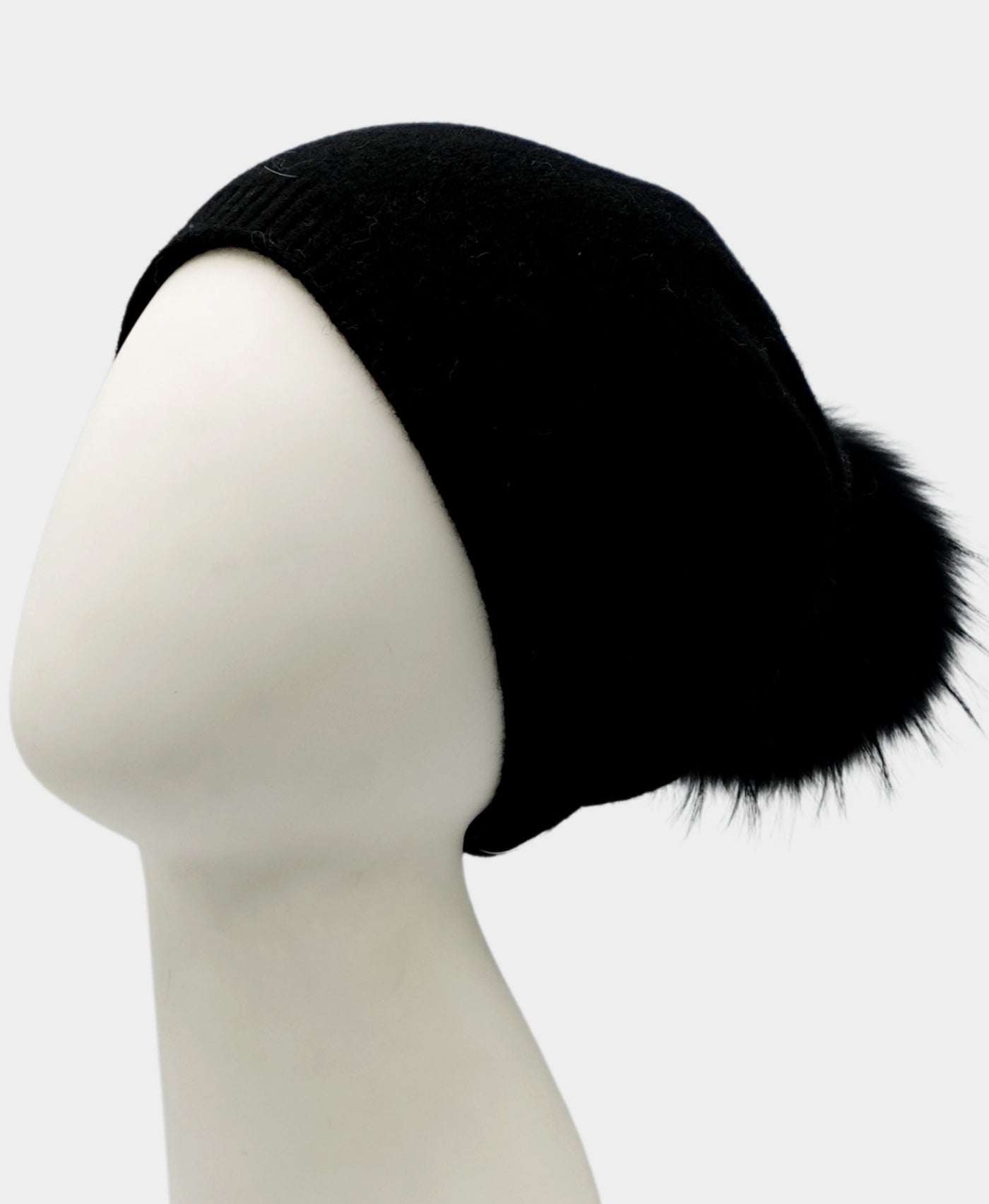 Cashmere Slouch Hat w/ Fur Pom view 1