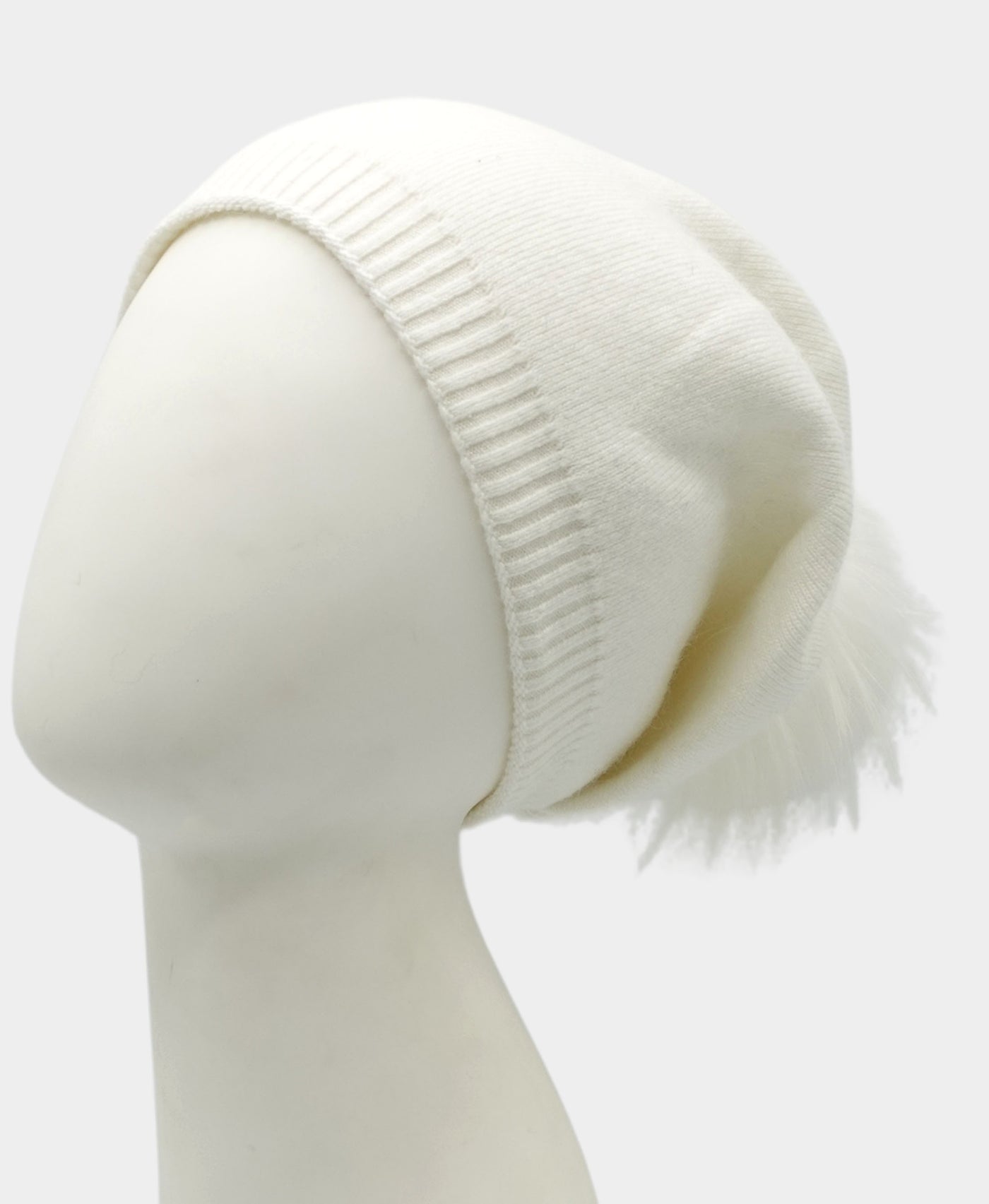 Cashmere Slouch Hat w/ Fur Pom view 1