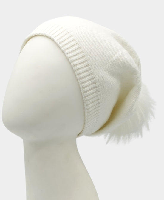 Cashmere Slouch Hat w/ Fur Pom view 