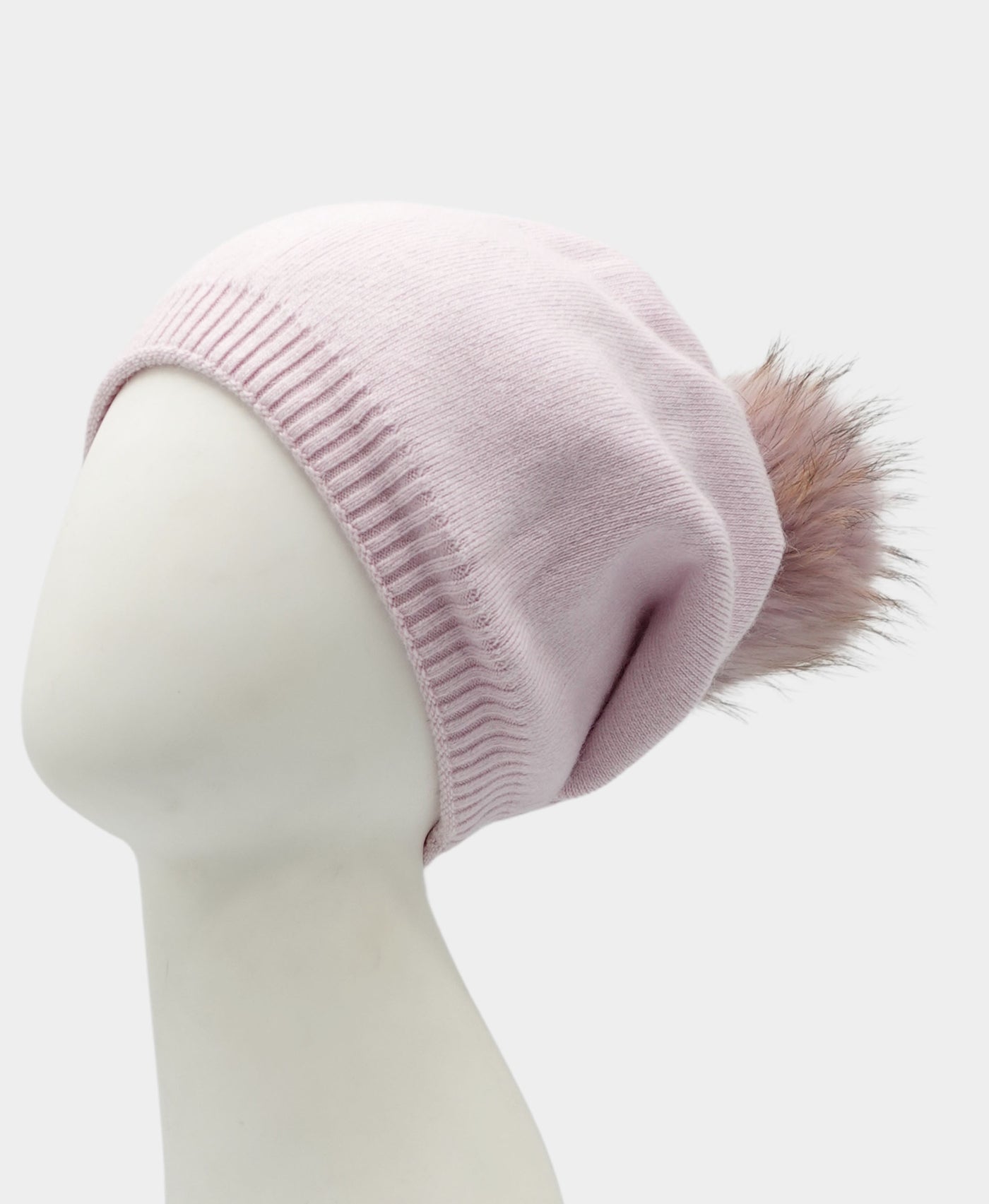 Cashmere Slouch Hat w/ Fur Pom view 1