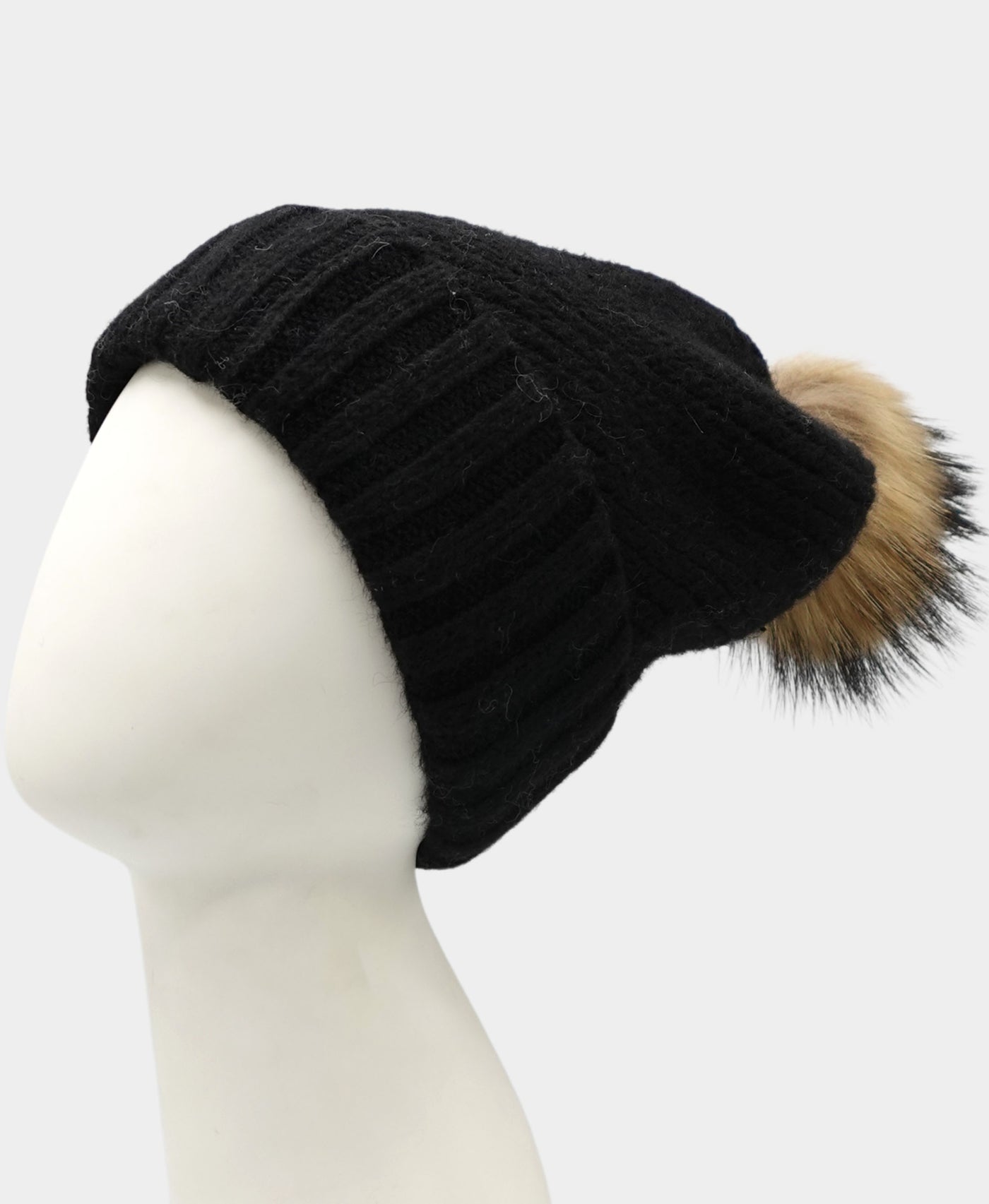 Cashmere Textured Hat w/ Fur Pom view 1