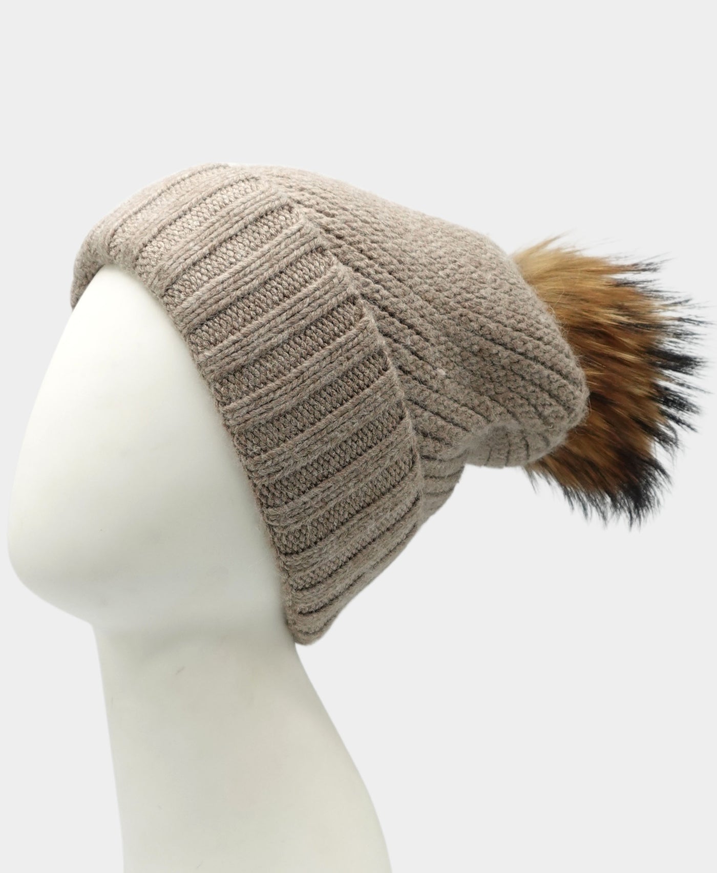 Cashmere Textured Hat w/ Fur Pom view 1