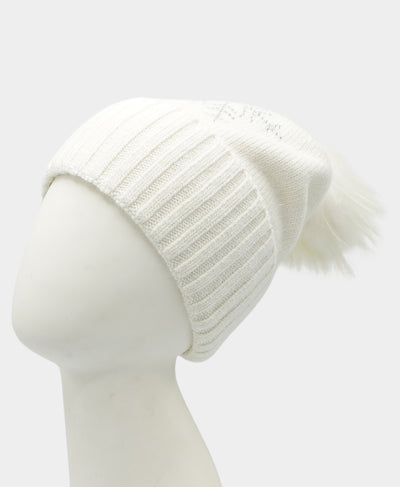 Cashmere Crystal Snowflake Hat w/ Fur Pom image 1