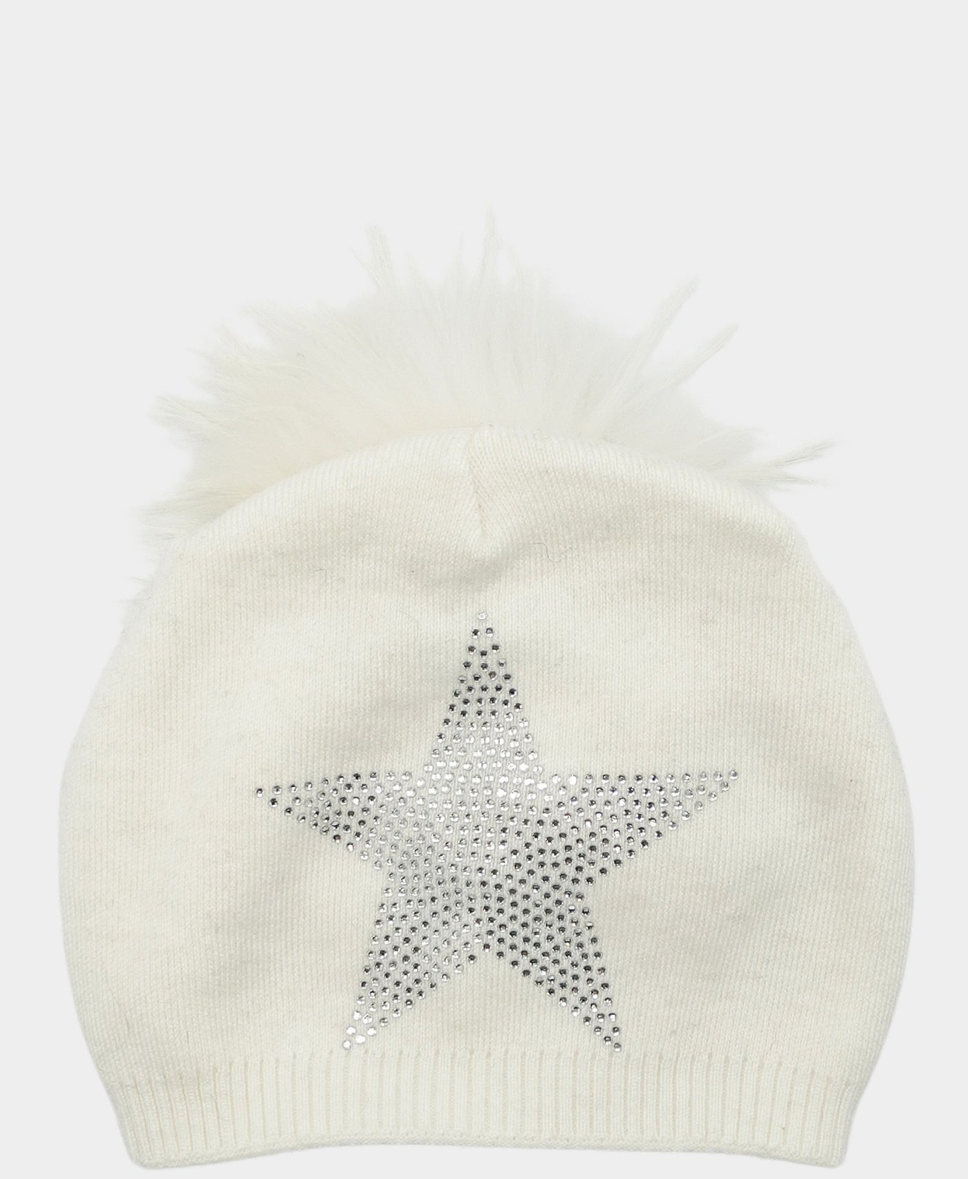 Cashmere Crystal Star Slouch Hat w/ Fur Pom view 2