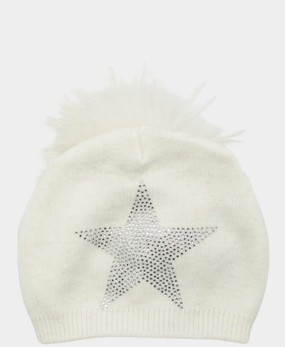 Cashmere Crystal Star Slouch Hat w/ Fur Pom image 2