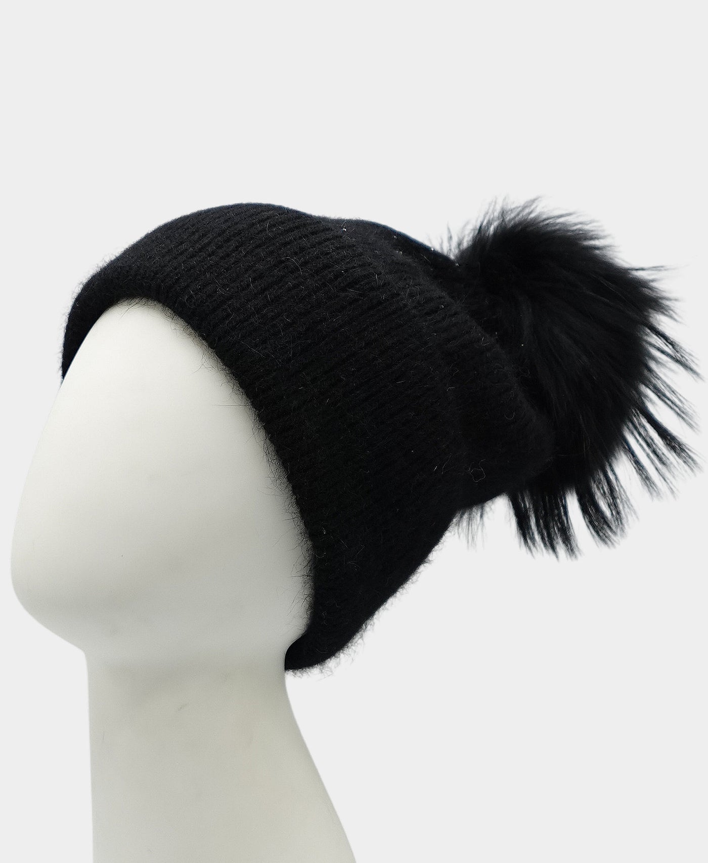 Cashmere Rhinestone Hat w/ Fur Pom view 1