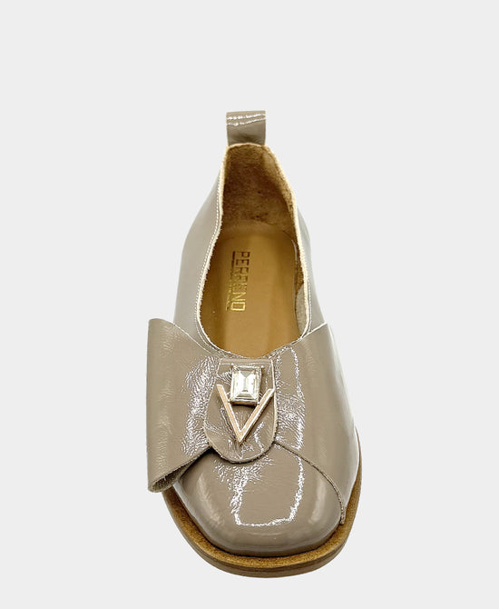 
Patent Leather Flat w/ Bow & Crystal Detail in TAUPE view 2
