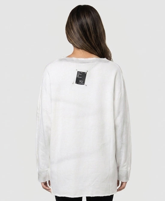 
Distressed Sweatshirt w/ Chains in WHITE view 2