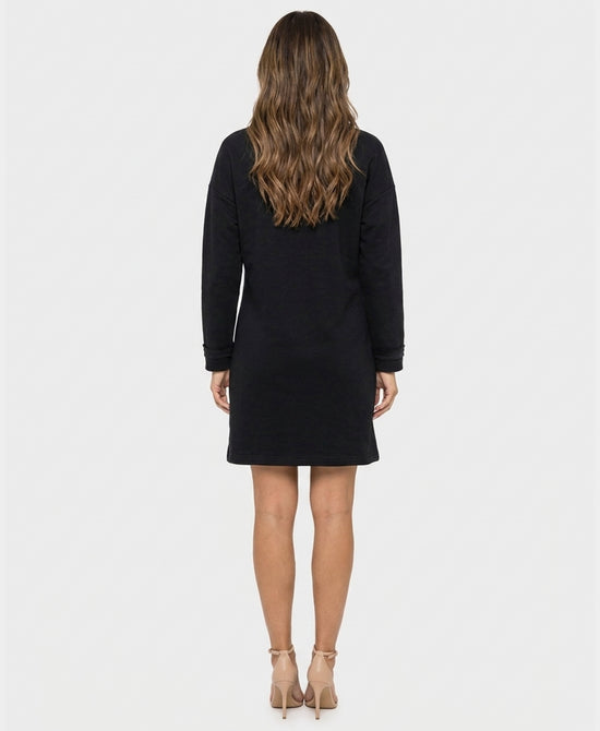
Sweatshirt Dress w/ Overlay in BLACK/GREY view 2