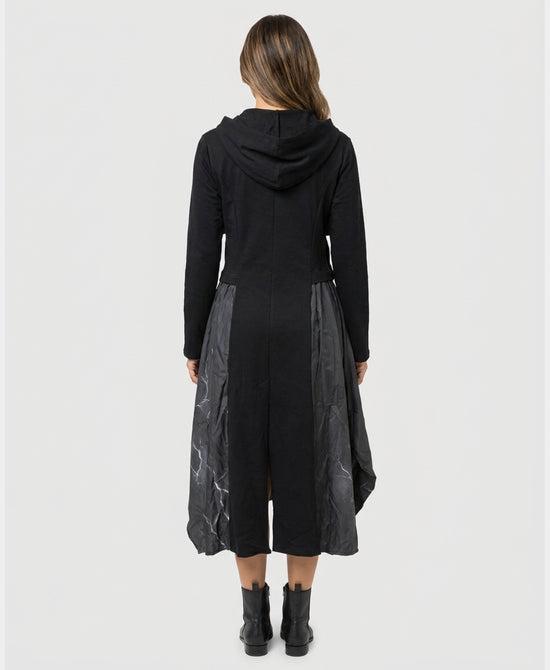 
Mixed Media Parachute Long Cardigan in BLACK view 2