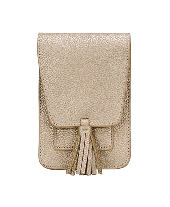 Faux Leather Cellphone Crossbody Bag w/ Tassel view 
