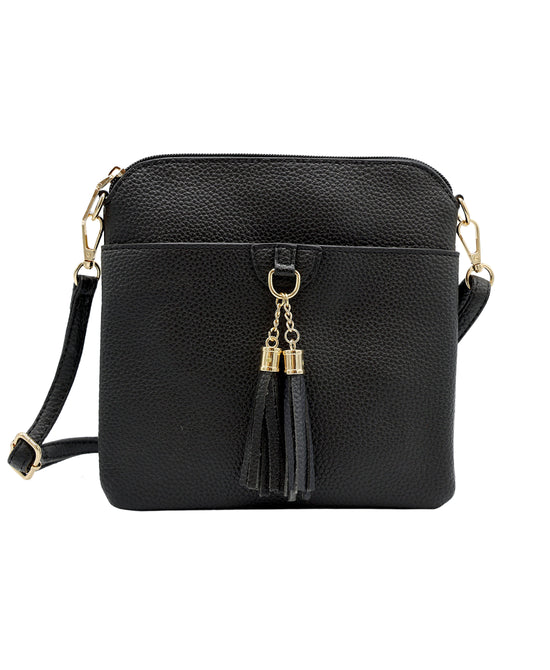 Faux Leather Crossbody Bag w/ Tassel view 