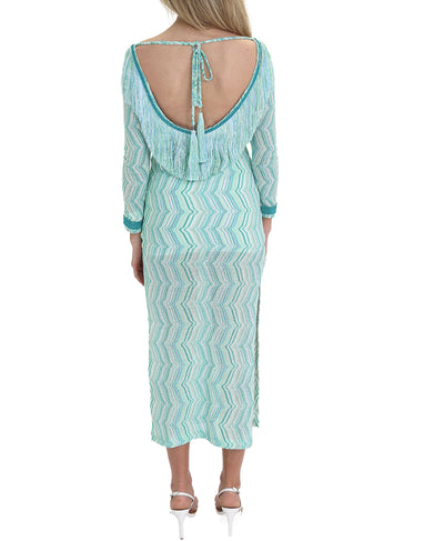 Printed Dress w/ Fringe Back image 2