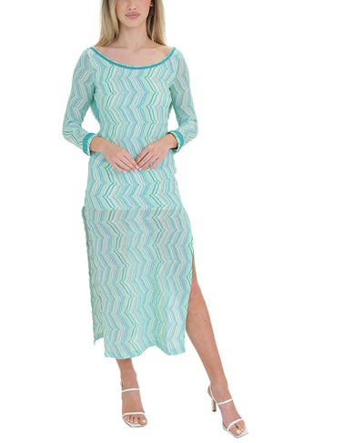 Printed Dress w/ Fringe Back image 1