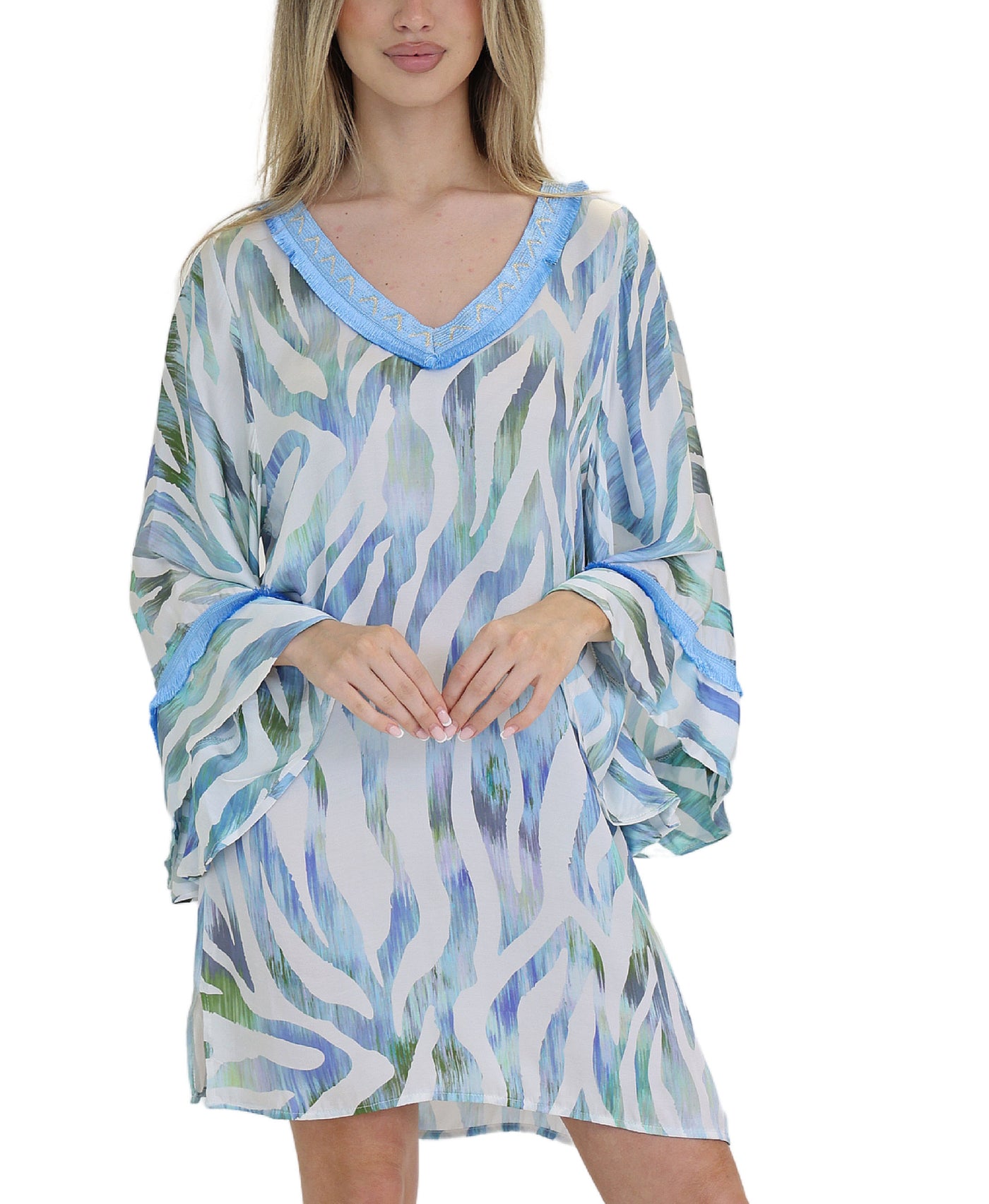 Printed Dress w/ Fringe view 1