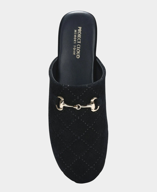 
Suede Quilted Mule w/ Gold Chain in BLACK view 2
